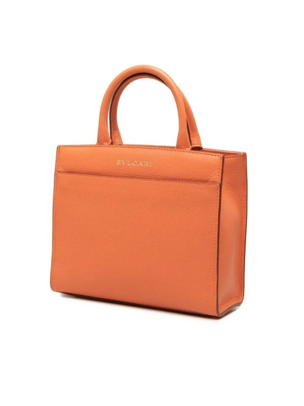 Bvlgari Logo 2-Way Shoulder Bag Orange Leather